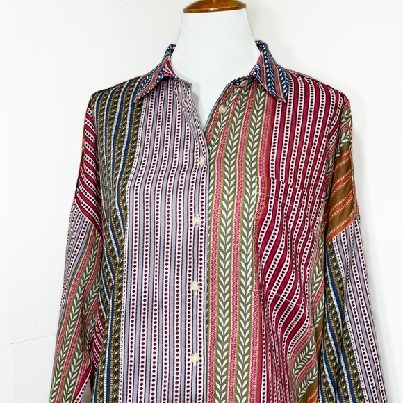 SOLD-Anthropologie Colorful Motif Printed Boho Oversized Buttondown Tunic - Picture 7 of 11